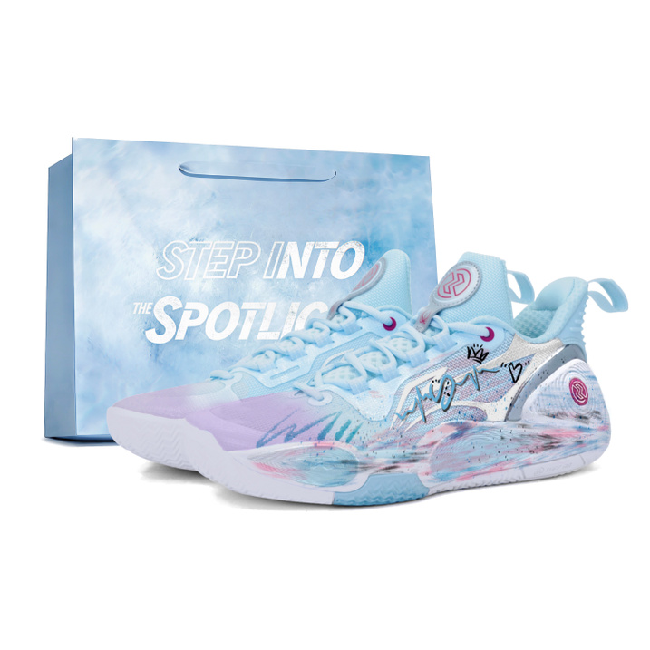 [Custom Sneakers] LiNing Flash 9 Heartbeat Glow Special Gift Bag Hand-Painted Graffiti Boyfriend Campus Premium Niche Practical Trendy Versatile Textile Low-Top Basketball Shoes Men's Aurora Blue