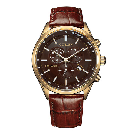 CITIZEN Eco-Drive Quartz Movement Cowhide Strap Japanese Korean Watch Men's Watch Brown Dial
