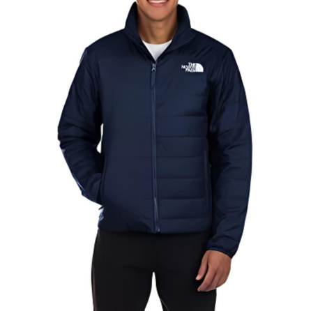 THE NORTH FACE Solid Color Quilted Brand Logo Hooded Zipper Long Sleeve Down-Filled Jacket Men's Blue