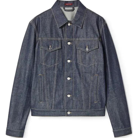 GUCCI SS24 Solid Color Spread Collar Single-Breasted Long Sleeve Pocket Denim Jacket Men's Blue