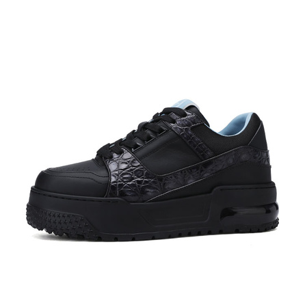 U7 Full-Grain Cowhide Fashion Trendy Low-Top Sneakers Men's Black