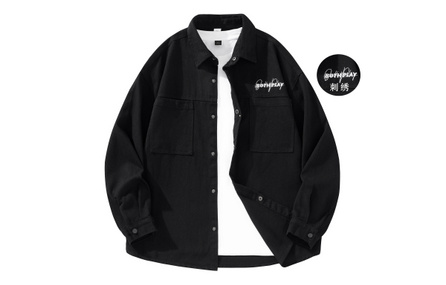 BOTH PLAY Solid Color Embroidered Letter Logo Loose Casual Lapel Single Breasted Long Sleeve Jacket Unisex
