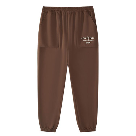 FILA KIDS Pants WHITE LINE Series Letter Loose Casual Woven Cheese Brown Youth