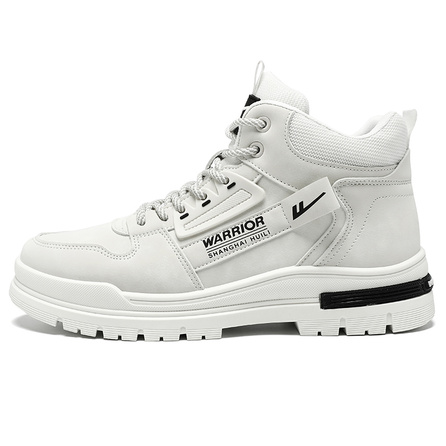 Warrior Fashion Casual Versatile Autumn Winter Work Boots Thick Sole Height Increase Wear-Resistant Lightweight High-Top Lace-Up Short-Cut Martin Boots Men's