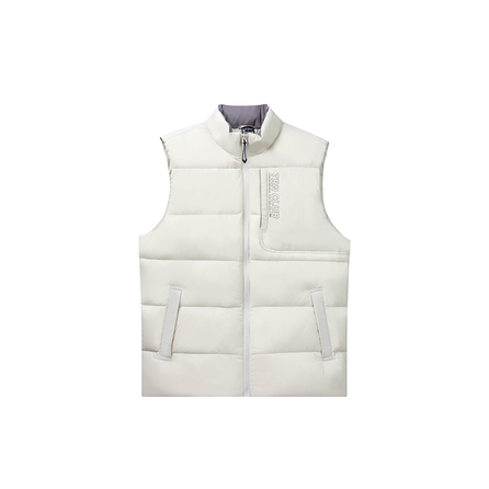 361° Letter Zip Stand Collar Versatile Casual Sleeveless Vest Men's Light Beige Gray