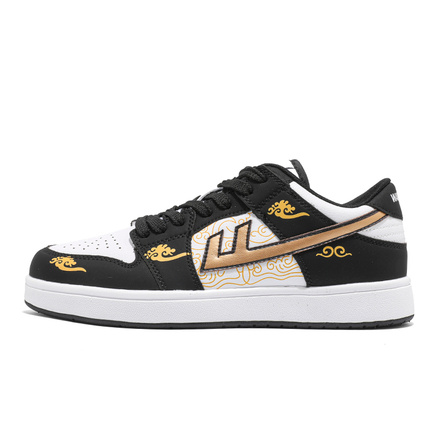 Warrior In-Store Model Trendy Shoes Chinese Style Graffiti PU Synthetic Leather High-Quality Lightweight Men's Shoes Spring Fashion Secondary Mold-Injected Outsole Ultra-Light Ultra-Soft Ultra-Elastic Full Leather Retro Sports Casual Shoes Low-Top Board S