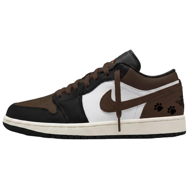 Custom SneakersJordan Air Jordan 1 Caramel Cat Paw Synthetic Leather Simple Versatile Cute GS Girlfriend Premium Wear-Resistant Low-Top Retro Basketball Shoes Women's Brown