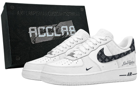 [Custom Sneakers] Nike Air Force 1 White Jade Blossom CNY Horse Year Series Understated Luxury Fashion Trendy Classic Versatile Valentine's Gift Gift Box Height-Increasing Wear-Resistant Low-Top Skate Shoes Unisex Black-White