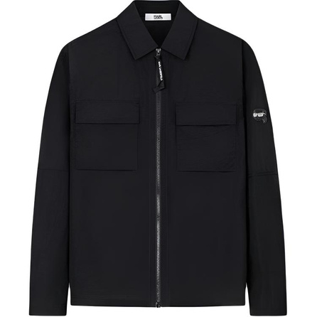 KARL LAGERFELD Commute Street Travel Solid Zip-Up Lapel Long Sleeve Jacket Men's Black