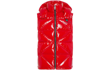 PHILIPP PLEIN Logo Letter Print Hooded Zip Vest Men's Red