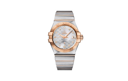 OMEGA Constellation Automatic Mechanical Watch 100m Water Resistant Men's Swiss Watch 35mm Silver Dial Rose Gold Case Steel & Rose Gold Bracelet