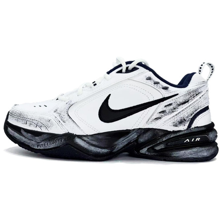 Custom Sneakers Nike Air Monarch 4 Utopia Leather American Retro Versatile Trendy Wear-Resistant Low-Top Dad Shoes Unisex Black White