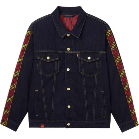 levi's New Year Limited Series Side Stripe Pattern Button Closure Denim Jacket Men's Denim Blue