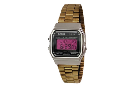 CASIO F-91WM-7A Custom 'Snowberry Studs' Silver Resin Watch Men's Black Dial