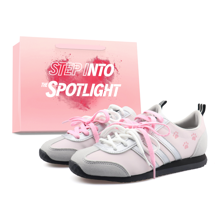 Custom Sneakersadidas VS JOG 2.0 Galaxy Cat Paw Fashion Sweet Campus Daily Commute Versatile Double Laces Gift Bag Non-Slip Breathable Low-Top German Training Shoes Unisex Silver/Pink