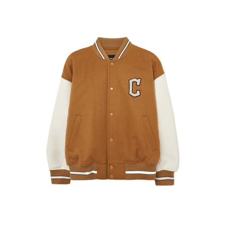 MLB Cleveland Guardians Cultive Retro American Casual Soft Hoodless Long-Sleeve Jacket Unisex Camel