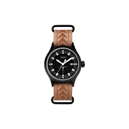 TIMEX Wristwatch Quartz Movement Genuine Leather Strap 40mm Black Dial Men's Watch Fashion Commuter Date Night Light
