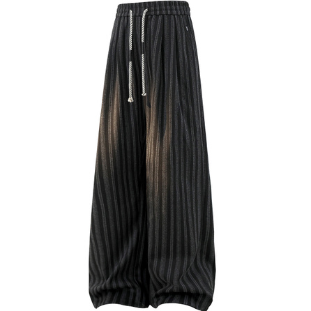 Jeep American Vintage Autumn Winter 280g High Street Drape Striped Plaid Pleated Loose Curved Blade Pants Lazy Old Money Relaxed Drape Cleanfit Elastic Waist Plus Size Commute Straight Wide Leg Mid-Rise Casual Pants Unisex
