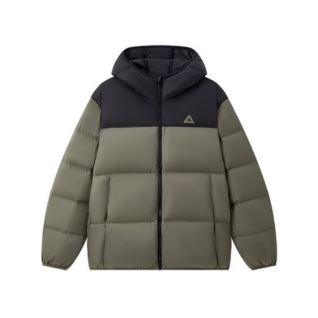 Peak Snow Master Ultra Light Warm Lightweight 90% White Duck Down Short Length Thickened Puffer Jacket Winter Fashion Hooded Warm Windproof Cold-Proof Down Jacket Men's Women's Dark Moss Green