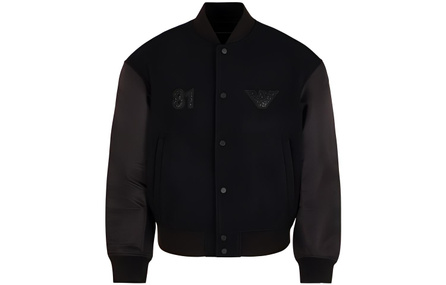 EMPORIO ARMANI SS24 Logo Pattern Long Sleeve Jacket Men's Black