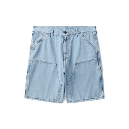Carhartt WIP SS25 Double Knee Short Zipper Fly Square Tag Loose Comfort Simple Work Denim Shorts Men's Blue