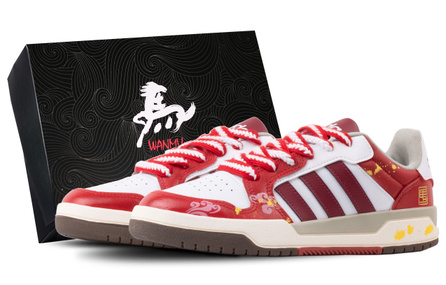 [Custom Sneakers] adidas neo Entrap 'Crimson Gold Auspicious Horse' Elegant New Chinese Style Auspicious National Style Wear-Resistant Balanced Low-Top Sneakers Unisex White/Red