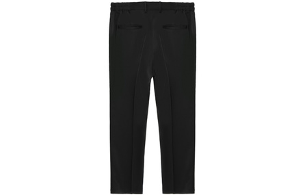 CLIMAX VISION Solid Color Inner Slit Satin Loose Drape Straight Leg Casual Suit Pants Unisex Black Cleanfit