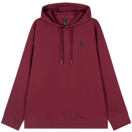 Xtep Comfortable Fashion Casual Sports Warm Top Hooded Sweatshirt Men's Dark Garden Red