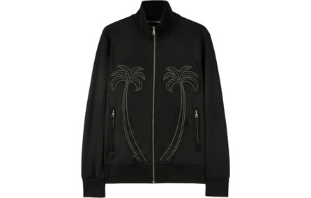 PALM ANGELS Stud Embellished Long Sleeve Stand Collar Loose Jacket Coat Men's Black