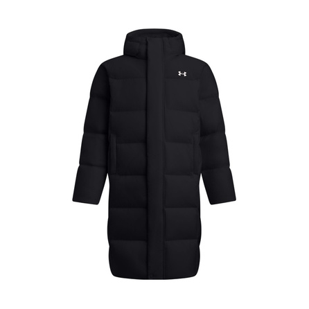 Under Armour Duck Down Warm Sport Casual Fashion Comfortable Versatile Long Solid Logo Quilted Puffer Jacket Unisex Black