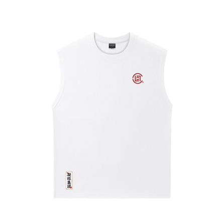 CLOT 240g Pure Cotton Solid Color Crew Neck Minimalist Design Basic Logo Sleeveless Casual Loose Inner Layer Simple Sports Tank Top Breathable Sweat-Wicking Fashion Versatile Vest Unisex