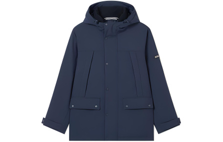 AIGLE Solid Color Outdoor Zip-Up Hooded Padded Jacket Men's Empire Navy