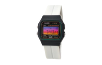 CASIO Custom Series Green Resin Case F-91WM-3A Custom 'Sugar Frost Hacker' Quartz Movement Stainless Steel Band Japanese Korean Watch Men's Black Dial Фиолетово-желтое градиентное зеркало