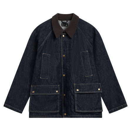 LiNing Sport Lifestyle Series Retro Casual Trendy Fashion Loose Turn-Down Collar Barn Style Hunting Jacket Denim Coat Men's