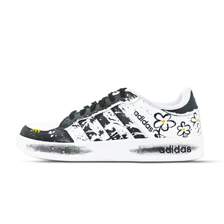 Custom Sneakers adidas neo Breaknet Ink Bloom Flowers Synthetic Leather Comfortable Low-Top Skate Shoes Unisex Black White