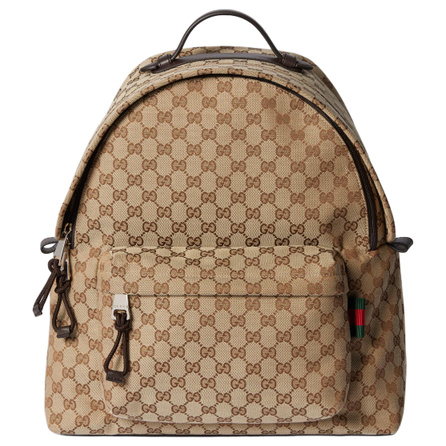 GUCCI Brand Logo Zip Closure Canvas Backpack Medium Men's Beige/Ebony