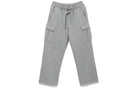 New Era Solid Drawstring Elastic Waist Multi-Pocket Casual Pants Men's Gray