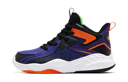 Jordan Synthetic Leather Comfortable Sports Anti-Slip Cushioning Mid-Top Basketball Shoes Purple Black Youth