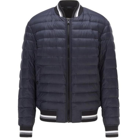 HUGO BOSS Color-Block Zipper Baseball Collar Long Sleeve Jacket Men's Navy Blue