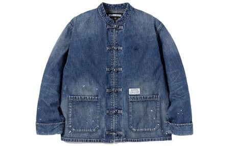 NEIGHBORHOOD FW22 Washed Denim Single-Breast Button Straight Denim Jacket Men's Blue
