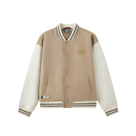 New Balance Simple Fashion Logo Versatile Long Sleeve Baseball Jacket Men's Dark Khaki