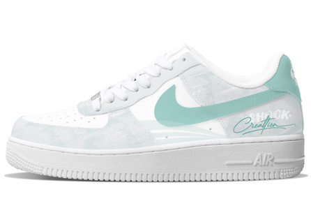 Custom SneakersNike Air Force 1 07 Misty Green Air Force European Style High Street Graffiti Fashion Trendy Versatile Wear-Resistant Timeless Classic Height Increasing Anti-Slip Low-Top Skate Shoes Unisex Teal Green