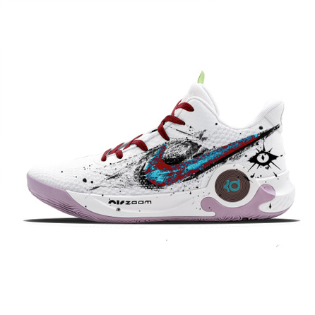 [Custom Sneakers] Nike KD Trey 5 IX Eternal Night Fall Gameplay Fashion Trendy Cushion Breathable Wrap Mid-Top Basketball Shoes Men's Blue White Red