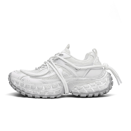 Doraemon Lace-Up Classic Parisian Style Tire Shoes Dirty Distressed Slip-Resistant Wear-Resistant Thick-Sole Height-Increasing Cushioned Lightweight Comfortable Breathable Trendy Versatile High-Value Low-Top Dad Shoes Men's