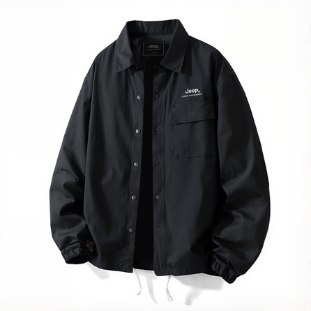 Jeep American Retro Solid Color Pocket Workwear Quick-Dry Casual Loose Open Front Long Sleeve Shirt Unisex