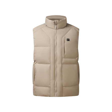 FILA Feiyu Windproof Moisture-Permeable Fashion Versatile Down Vest Men's Earth Khaki