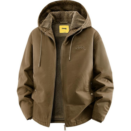 Jeep Vintage Workwear Fashion Versatile Solid Color Simple Long Sleeve Hooded Cold-Proof Warm Comfortable Puffer Jacket Unisex
