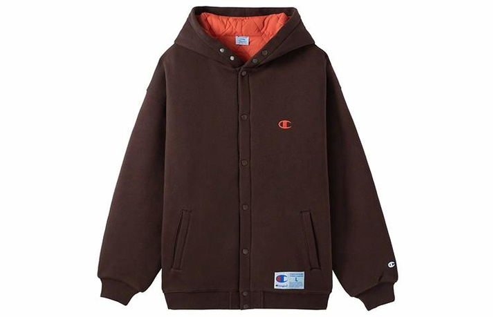 Champion FW24 ACTION STYLE Patchwork Embroidered Small C-Logo Warm Comfortable Casual Versatile Thick Fleece Lined Hooded Cotton Jacket Unisex