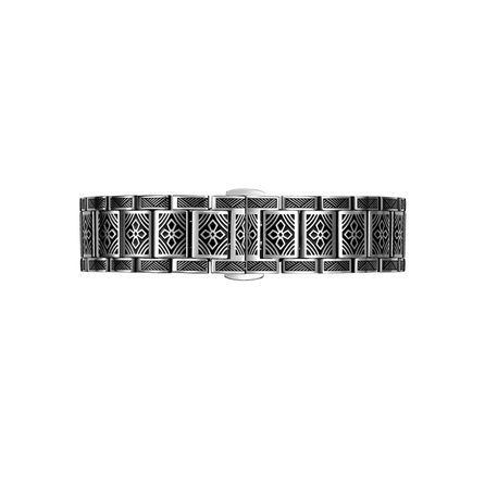 BOUX Watch Strap Chinese Style Engraved 316 Stainless Steel Strap 20mm/22mm Flat End Universal Butterfly Clasp Unisex Accessory Modification Kit with Tools