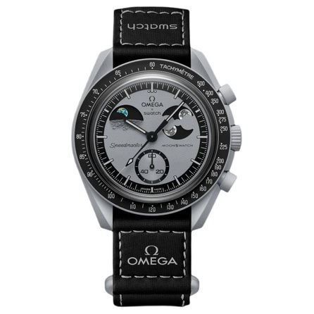 SWATCH x OMEGA BIOCERAMIC MOONSWATCH Series Quartz Movement 30m Water Resistant Men's Watch Swiss Watch 42mm Black Dial Bioceramic Case Nylon Strap